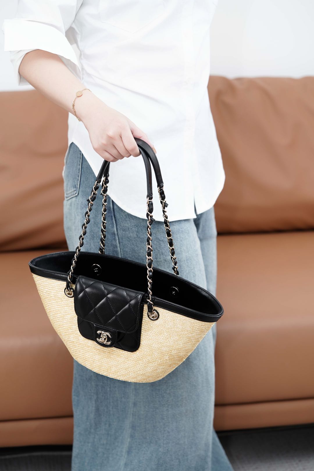 Chanel Deauville Tote Raffia & Leather